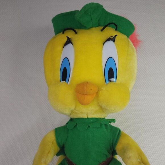 Vintage 90s Looney Tunes Tweety Bird Plush Robin Hood 19" Warner Bros Stuffed - Picture 7 of 7